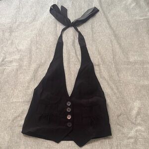 Elegant Black Halter Top with Tie Back